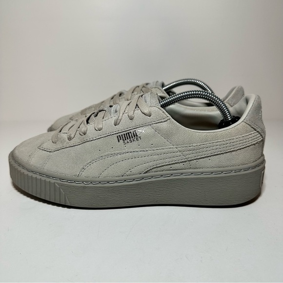 PUMA BASKET PLATFORM RESET Sneakers Gray Womens size 7.5 shoes (03 Box 1) - Picture 2 of 9